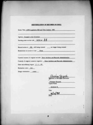 NYS Bill and Veto Jackets: 1993, Veto 35