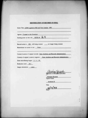 NYS Bill and Veto Jackets: 1993, Veto 29