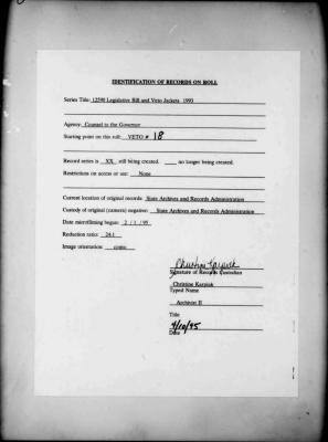 NYS Bill and Veto Jackets: 1993, Veto 18