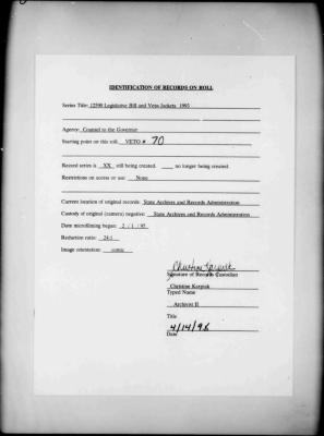 NYS Bill and Veto Jackets: 1993, Veto 70