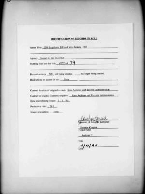 NYS Bill and Veto Jackets: 1993, Veto 79