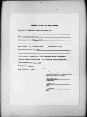 NYS Bill and Veto Jackets: 1992, Chapter 5