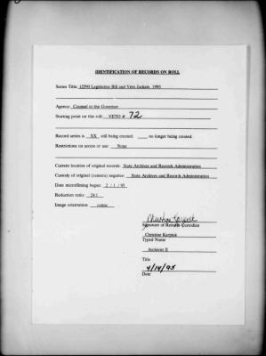 NYS Bill and Veto Jackets: 1993, Veto 72