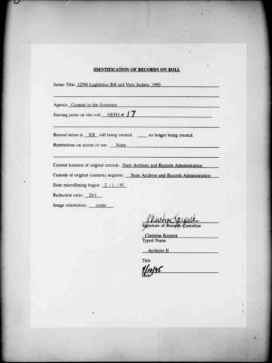 NYS Bill and Veto Jackets: 1993, Veto 17