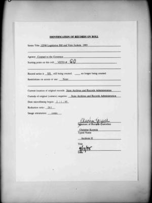 NYS Bill and Veto Jackets: 1993, Veto 60
