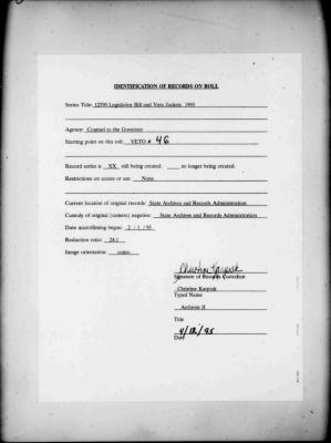 NYS Bill and Veto Jackets: 1993, Veto 46