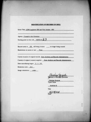 NYS Bill and Veto Jackets: 1993, Veto 23