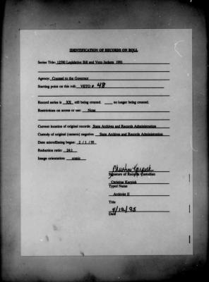 NYS Bill and Veto Jackets: 1993, Veto 48