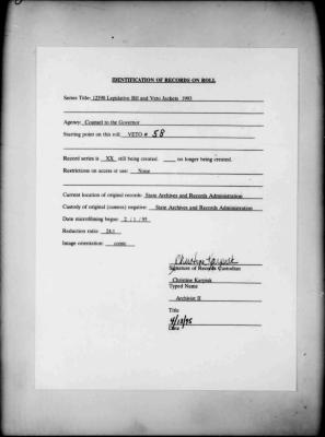 NYS Bill and Veto Jackets: 1993, Veto 58