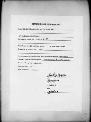 NYS Bill and Veto Jackets: 1993, Veto 28