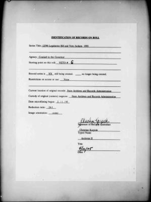 NYS Bill and Veto Jackets: 1993, Veto 6