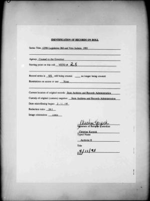 NYS Bill and Veto Jackets: 1993, Veto 25