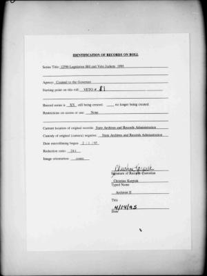 NYS Bill and Veto Jackets: 1993, Veto 81