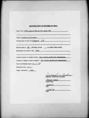 NYS Bill and Veto Jackets: 1992, Chapter 15