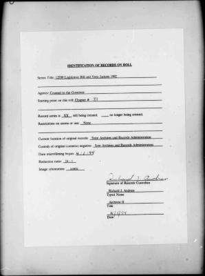 NYS Bill and Veto Jackets: 1992, Chapter 31