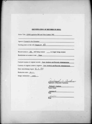 NYS Bill and Veto Jackets: 1992, Chapter 51