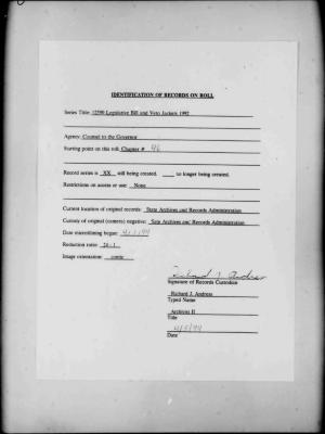 NYS Bill and Veto Jackets: 1992, Chapter 46