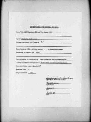 NYS Bill and Veto Jackets: 1992, Chapter 17