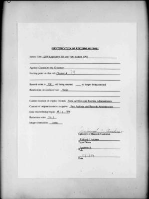 NYS Bill and Veto Jackets: 1992, Chapter 74