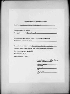 NYS Bill and Veto Jackets: 1992, Chapter 14