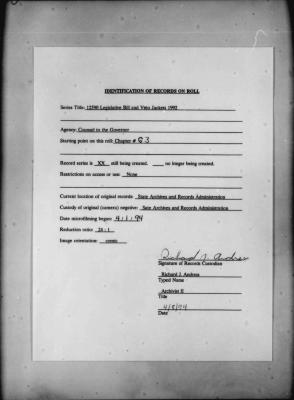 NYS Bill and Veto Jackets: 1992, Chapter 63