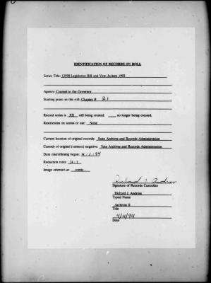 NYS Bill and Veto Jackets: 1992, Chapter 21