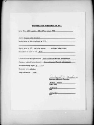 NYS Bill and Veto Jackets: 1992, Chapter 12