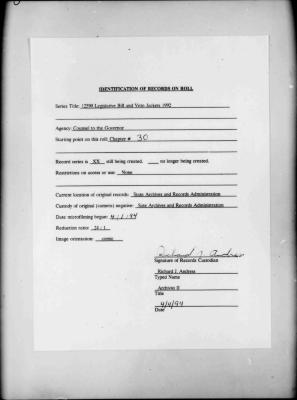NYS Bill and Veto Jackets: 1992, Chapter 30