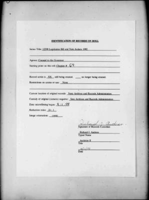 NYS Bill and Veto Jackets: 1992, Chapter 69