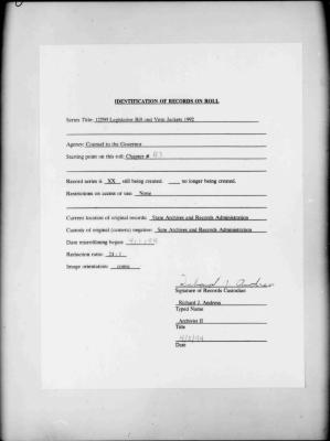 NYS Bill and Veto Jackets: 1992, Chapter 43