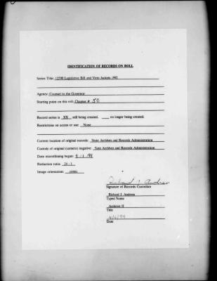 NYS Bill and Veto Jackets: 1992, Chapter 50