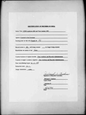 NYS Bill and Veto Jackets: 1992, Chapter 16