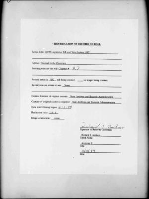 NYS Bill and Veto Jackets: 1992, Chapter 27