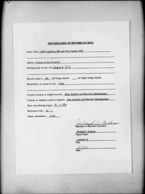 NYS Bill and Veto Jackets: 1992, Chapter 64