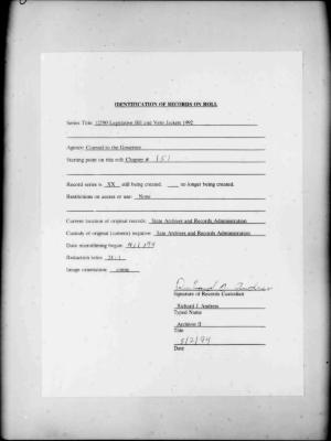 NYS Bill and Veto Jackets: 1992, Chapter 151