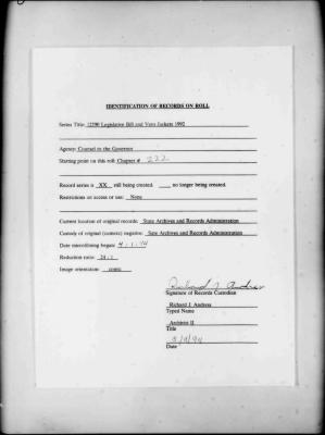 NYS Bill and Veto Jackets: 1992, Chapter 222