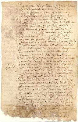 Bill of sale of the yacht St. Pieter from Jan Jansen Damen and Jan Evertsen Bout to John Dolling