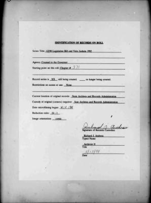 NYS Bill and Veto Jackets: 1992, Chapter 371