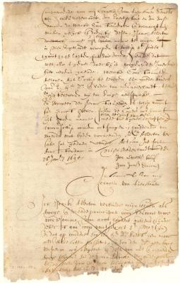 Power of attorney from Jan Evertsen Bout and Jan Jansen Damen to Isaac Allerton to sell the ship St. Pieter