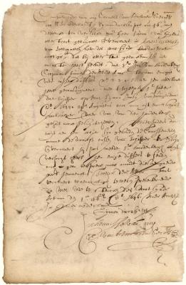 Declaration of Symon Dircksen Pos that he had no knowledge of any goods being consigned to him by Jan van Hardenbergh