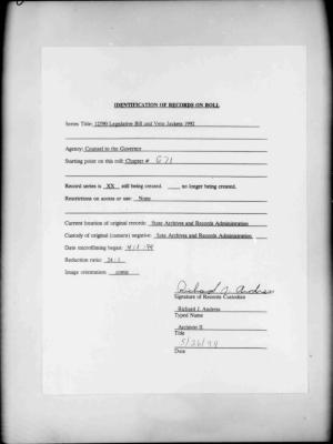 NYS Bill and Veto Jackets: 1992, Chapter 671