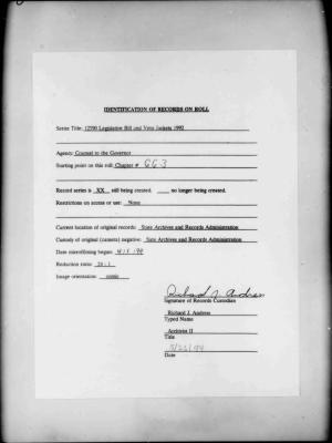 NYS Bill and Veto Jackets: 1992, Chapter 663