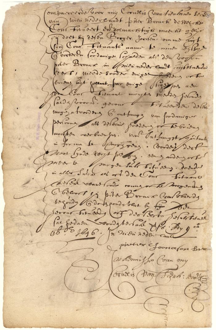 Power of attorney from Pieter Jonassen Bronck to Burger Jorissen to oollect debts due to him in New Netherland