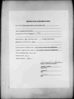 NYS Bill and Veto Jackets: 1992, Chapter 796