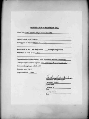 NYS Bill and Veto Jackets: 1992, Chapter 760