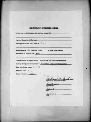 NYS Bill and Veto Jackets: 1992, Chapter 750