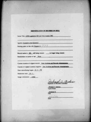 NYS Bill and Veto Jackets: 1992, Chapter 773