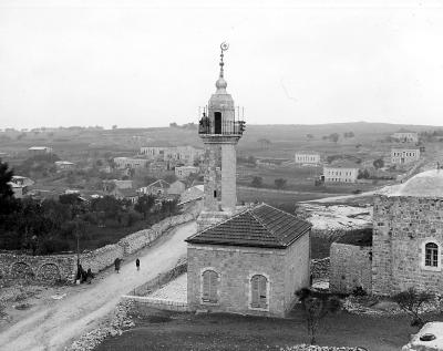 Syria.  The Muezzin on the Minaret Calling Mohammedans to Prayer