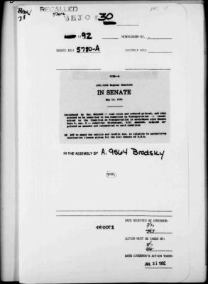 NYS Bill and Veto Jackets: 1992, Veto 30