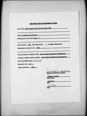 NYS Bill and Veto Jackets: 1992, Veto 9